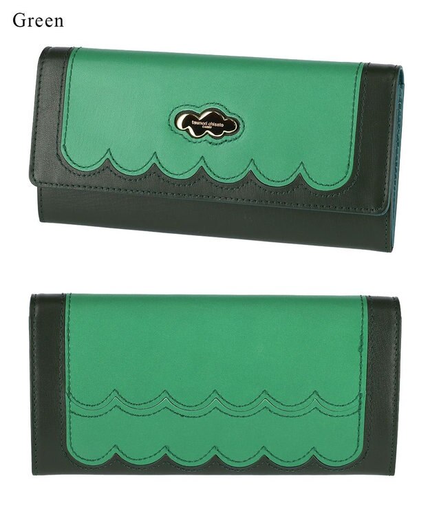 tsumori chisato CARRY スカラップコンビ 長財布 かぶせタイプ グリーン