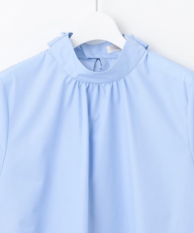 Feroux 【洗える・2WAY】リボンタイチュニック ブラウス スカイブルー系