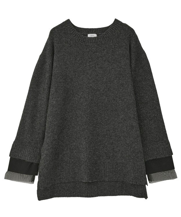 YECCA VECCA 袖レイヤードソフトニット Charcoal Gray
