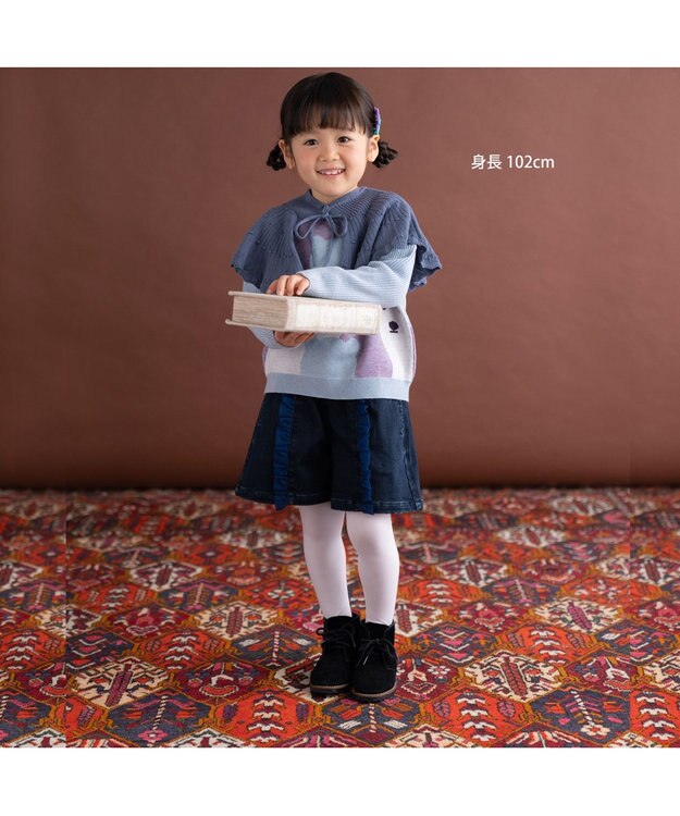 ami amie レース風付け衿　親子兼用OK ブルー