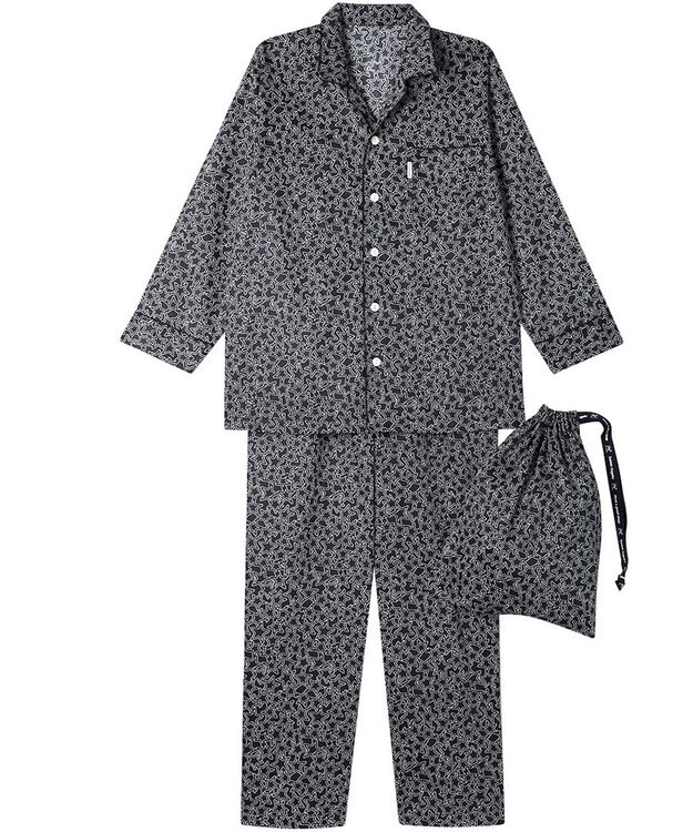 ワコール／睡眠科学 パジャマ 長袖 長ズボン 綿100%(本体) サテン 【睡眠科学×mintdesigns】 メンズ YGX606 睡眠科学／ワコール ブラック