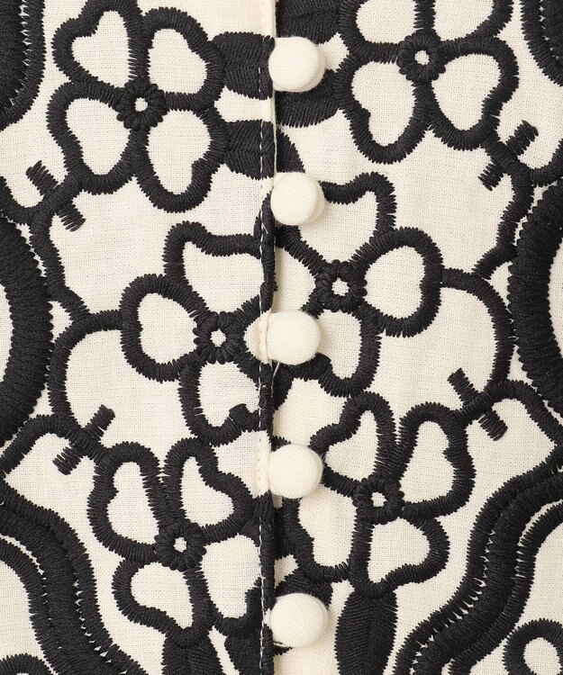 GRACE CONTINENTAL バイカラー刺繍コットンワンピース ホワイト