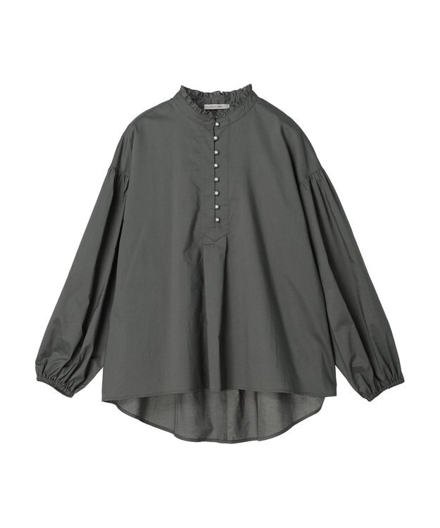 CRAFT STANDARD BOUTIQUE パールボタンピコフリルブラウス Khaki