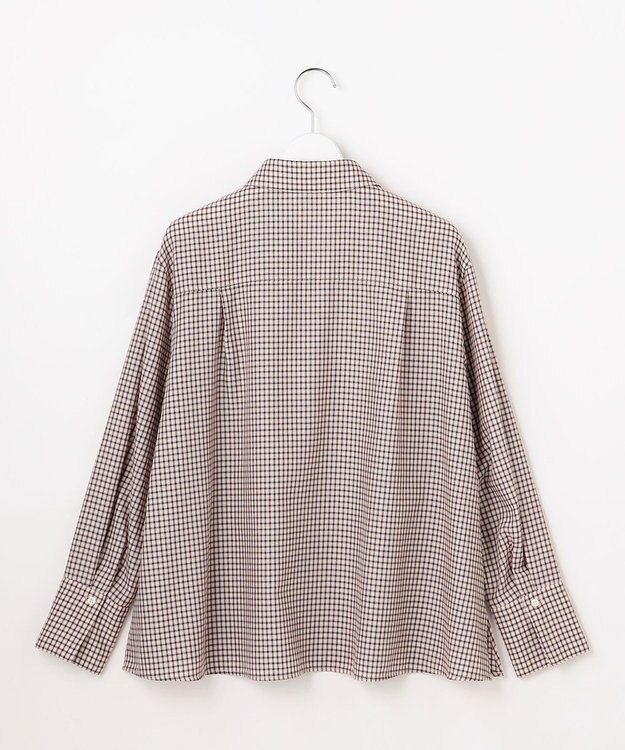 J.PRESS LADIES サイロチェック スキッパー ブラウス アイボリー×ネイビー×ピンク系