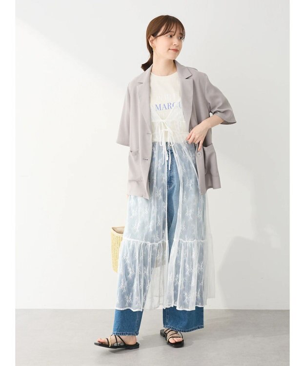 Green Parks 接触冷感　５分袖ジャケット Light Gray