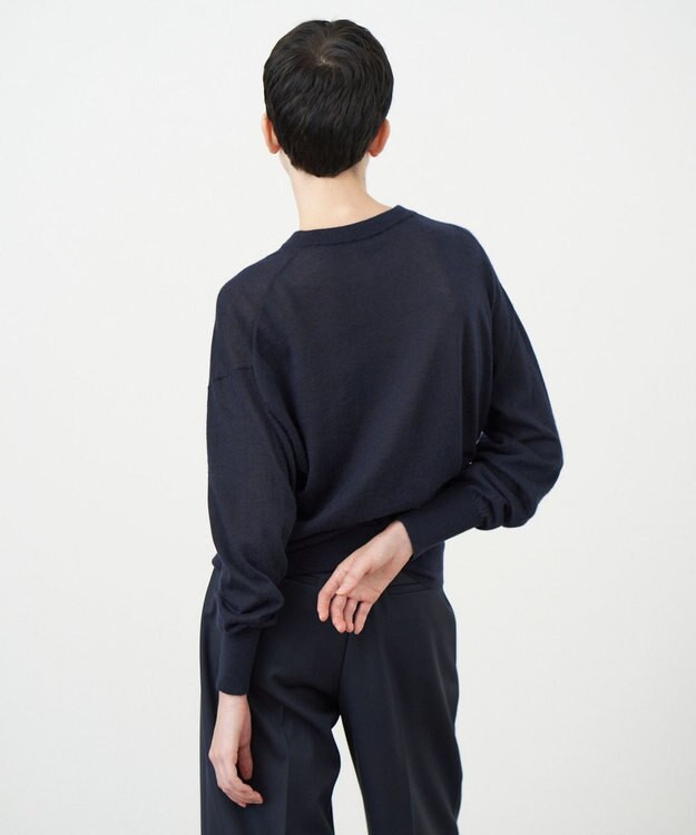 ATON CASHMERE SILK SPUN | クルーネックセーター NAVY