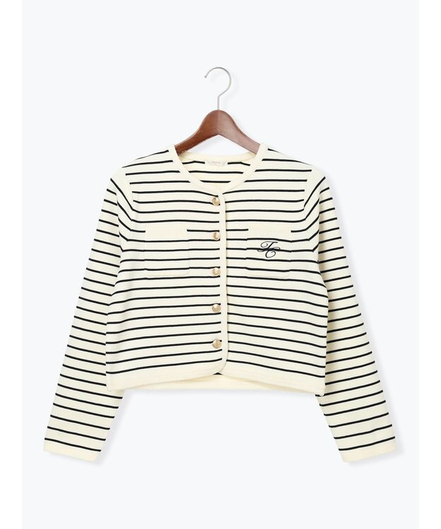 Te chichi レタードポケットジャケットカーディガン オフホワイト