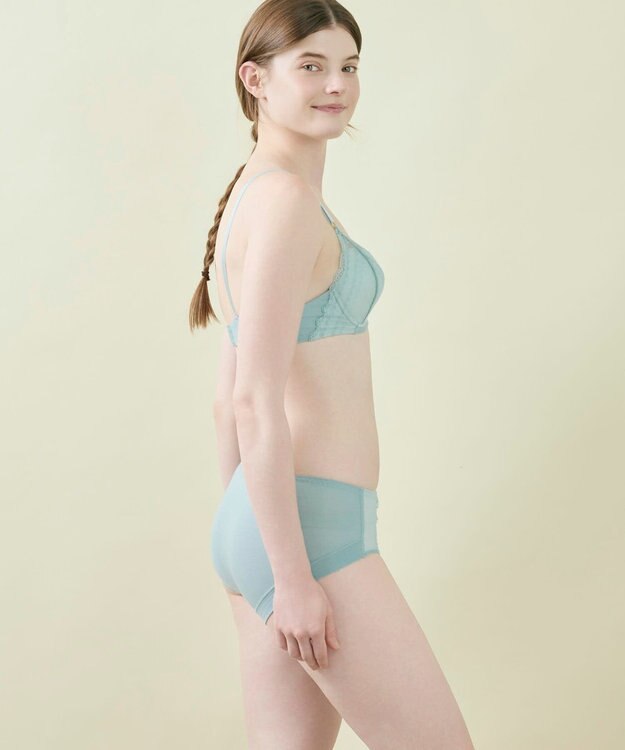 une nana cool リニューアル【綿混】ビタードットコットン 3/4カップブラ ライトブルー