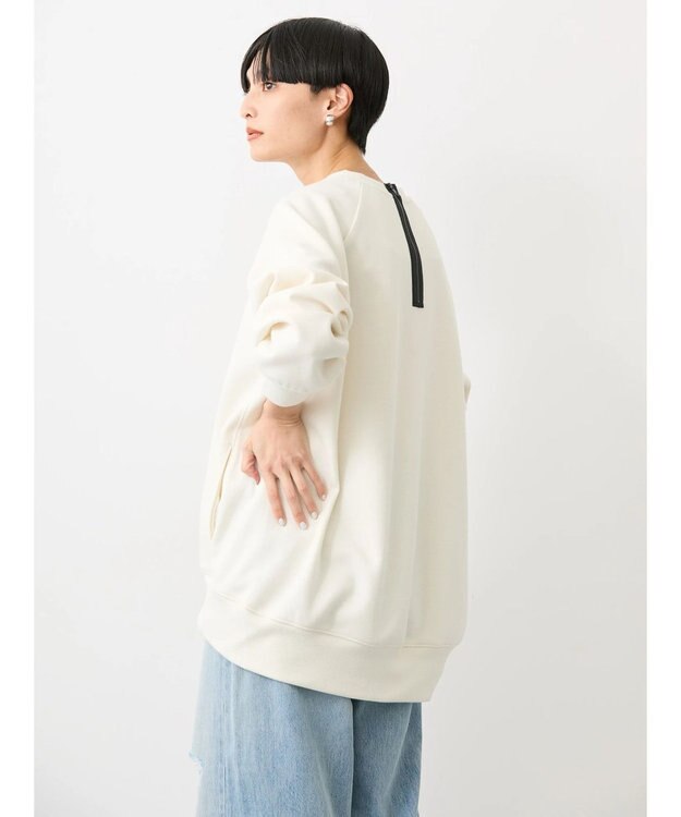 AMERICAN HOLIC バックＺＩＰロゴ刺繍ポンチチュニック Off White