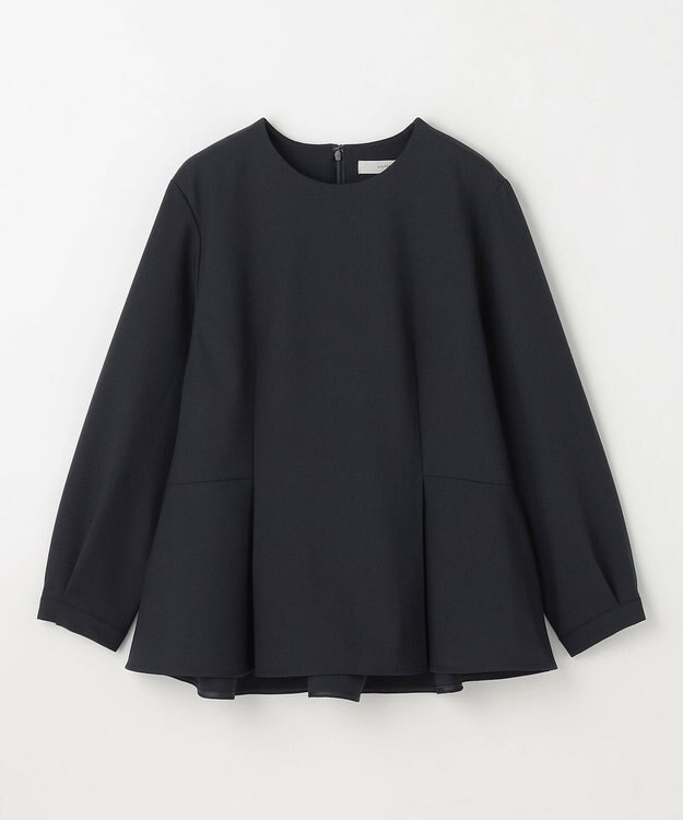 ANY L 【洗濯機可/ストレッチ/セットアップ可】イージーケアペプラムブラウス ネイビー