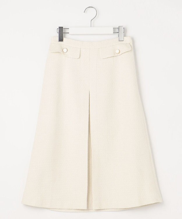 Feroux 【洗える】BOXタックミドル丈 スカート アイボリー系