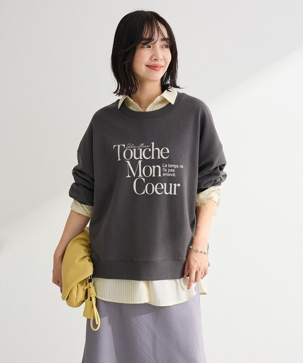 Green Parks オーバーサイズロゴ裏毛プルオーバー Charcoal Gray