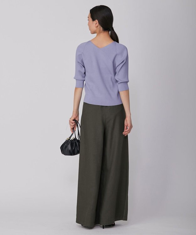 ICB 【洗える】コットンポリエステルリブ プルオーバー サックスブルー系