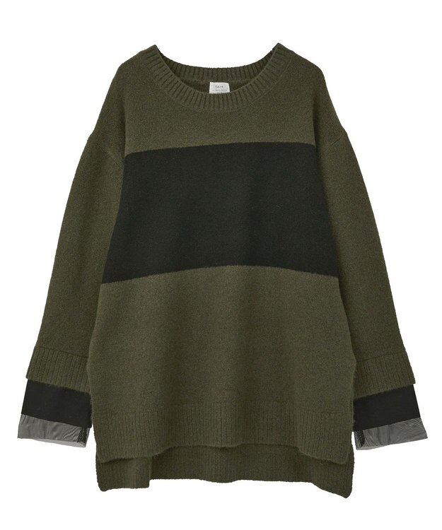 YECCA VECCA 袖レイヤードソフトニット Charcoal Gray