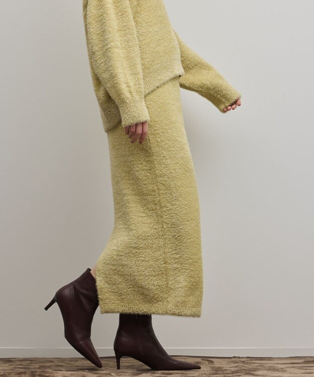 GRACE CONTINENTAL ラメフェザーニットスカート イエロー