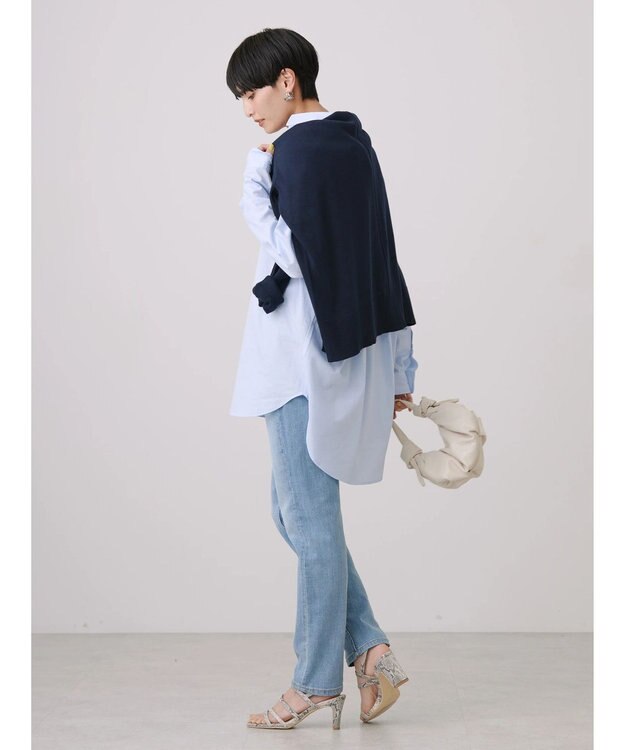 AMERICAN HOLIC ＵＶカット加工バックタックシャツチュニック Sax