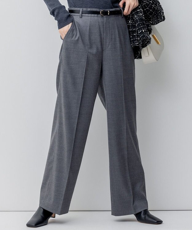 23区 【滝沢眞規子さん着用】クリアウールサキソニー ワイドパンツ グレー系