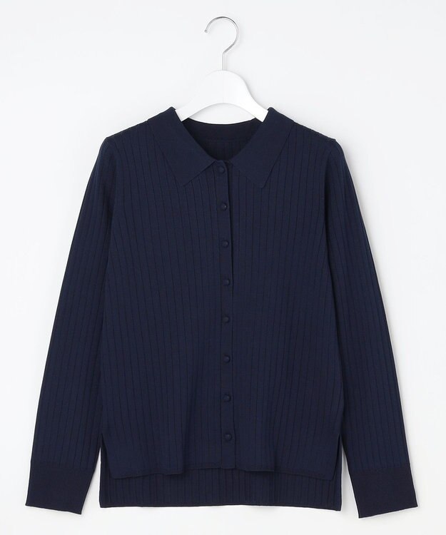 ANY SIS ポロカラーリブ ニット ネイビー