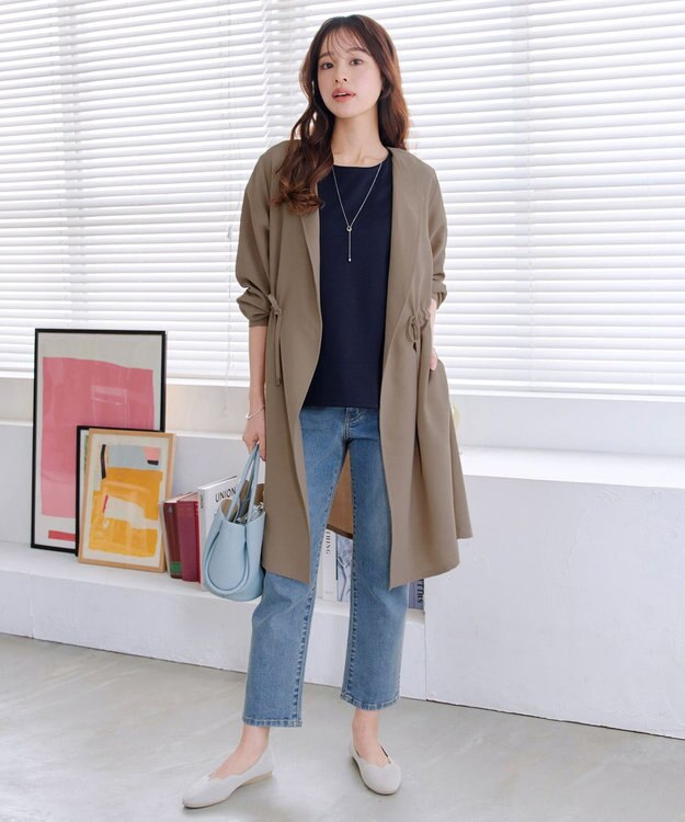 Tiaclasse 【UVカット・吸水速乾】 “きれい見え” バックペプラムトップス ネイビー