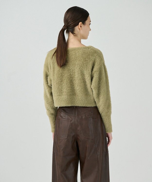 GRACE CONTINENTAL フェザーzipニットカーディガン カーキ