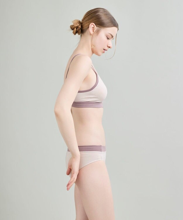 une nana cool 綿ベア天竺 カラーブロッキング ノンワイヤーブラジャー ナチュラル