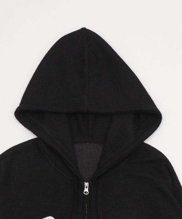 WEGO 【ユニセックス着用ITEM/MLサイズ展開】メッシュロゴジップパーカー ブラック