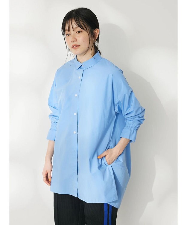 CRAFT STANDARD BOUTIQUE イージーケアコクーンポケ付きチュニック Blue