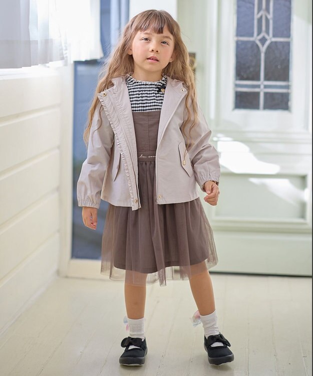 ANY KIDS チュール付き ジャンパースカート チャコール