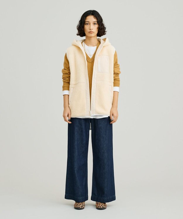 J.PRESS YORK STREET 【UNISEX】リバーシブル ボアベスト アイボリー系