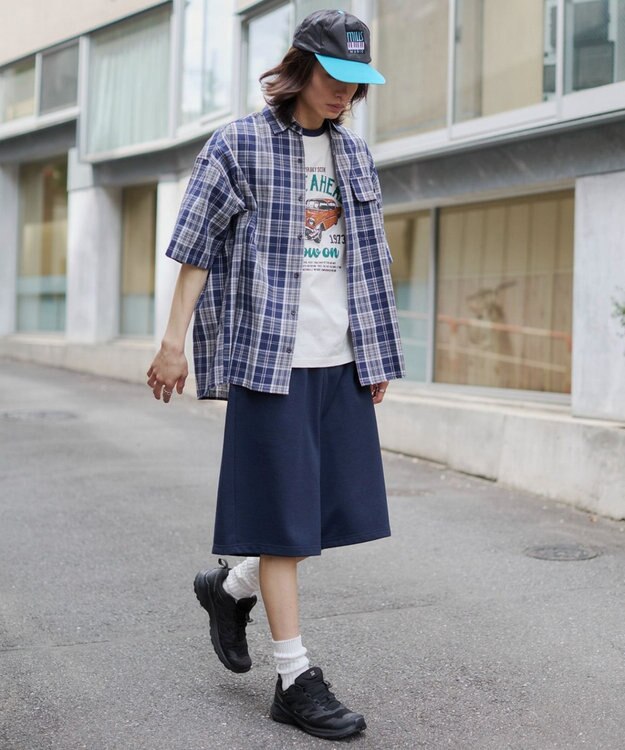 WEGO 【ユニセックス着用ITEM/SMサイズ展開/ウエストゴム】スウェットバギーショーツ ネイビー