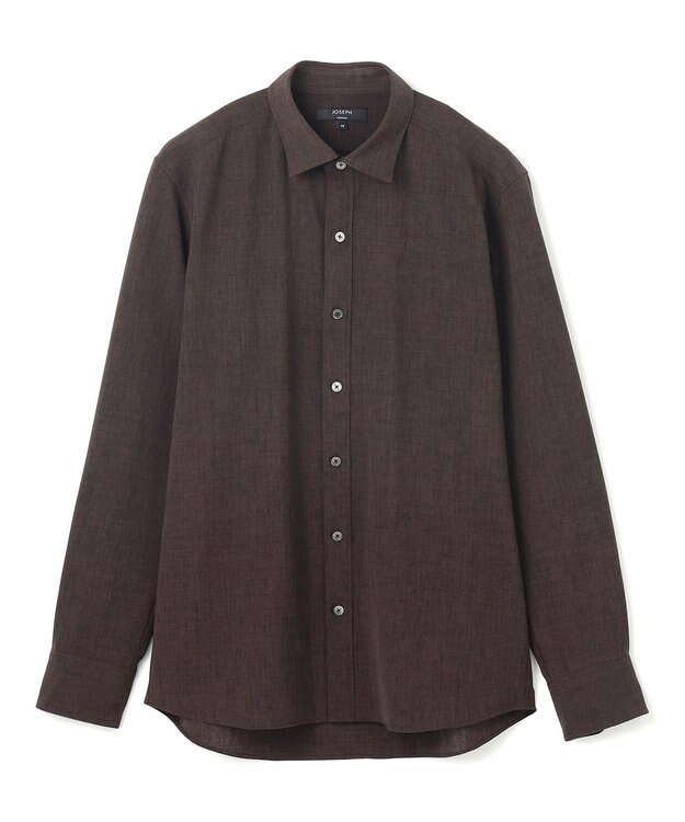 JOSEPH HOMME 新素材【シワになりにくい】テクノボイルストレッチ レギュラーカラーシャツ ダークブラウン系