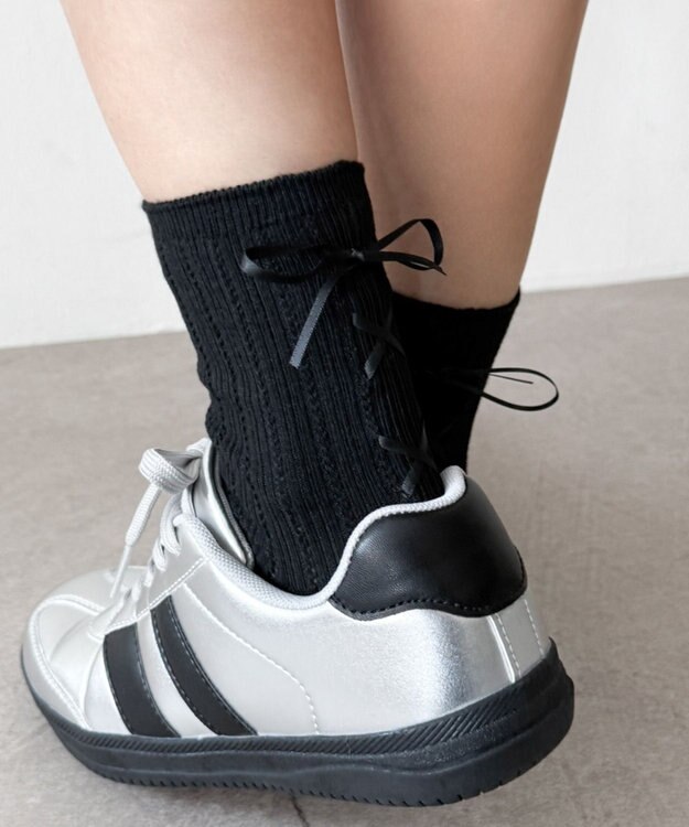 WEGO レースアップバックリボンソックス ブラック