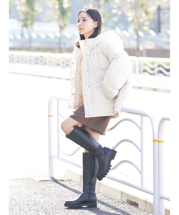 earth music&ecology フーディー中綿ブルゾン Ivory