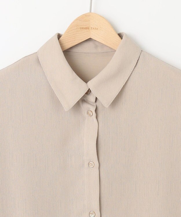 SHARE PARK LADIES 【2WAY】オーバーサイズ楊柳シャツ ライトグレー系