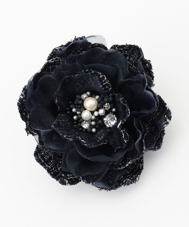 J.PRESS LADIES ツイード コサージュ ネイビーミックス系