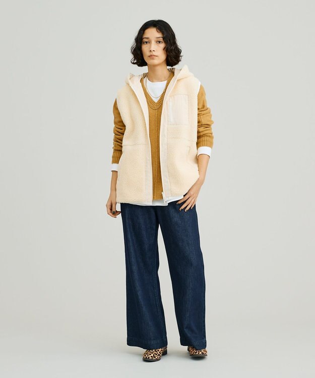 J.PRESS YORK STREET 【UNISEX】リバーシブル ボアベスト アイボリー系