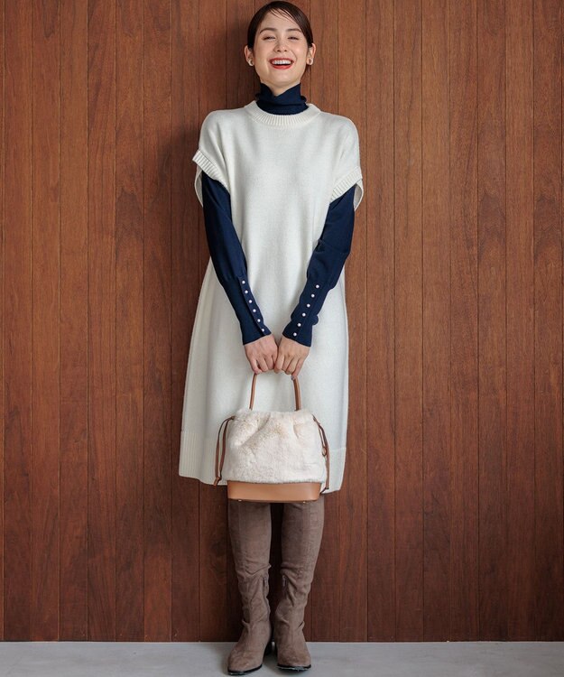 組曲 ファーバケットコンビ バッグ アイボリー系