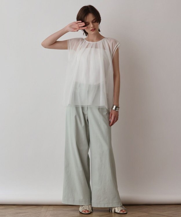 GRACE CONTINENTAL チュールタックノースリーブ ホワイト