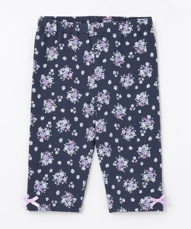 ANY KIDS 5分丈レギンス ネイビー×花柄