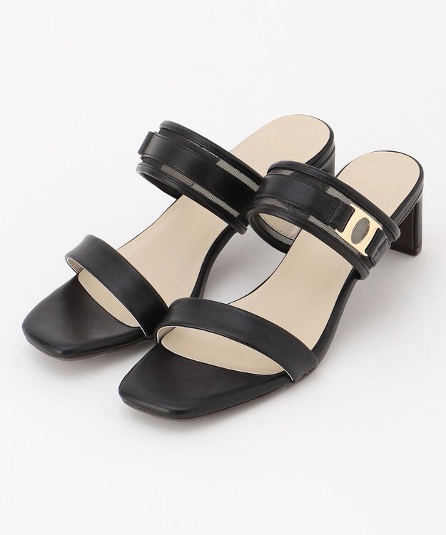 ANY SIS 【23.0~24.0cm】シアーメタルバックルヒール サンダル ブラック