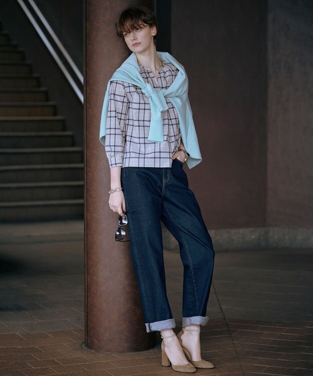 J.PRESS LADIES 【洗える】BASIC STRETCH DENIM ボーイフィット パンツ インディゴ系