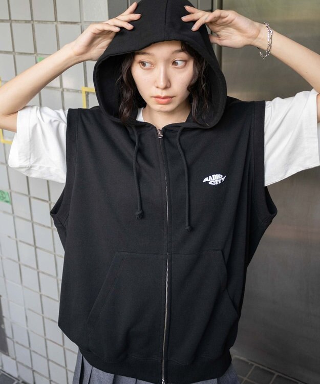 WEGO 【ユニセックス着用ITEM/MLサイズ展開】ノースリジップパーカー ブラック