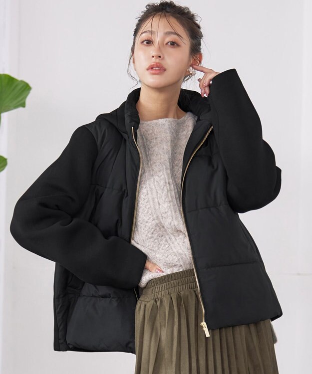 Tiaclasse ファイバーダウン×ダンボール異素材ショートコート ブラック