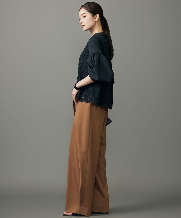 自由区 【SHIHOさん着用】レースブロッキング ブラウス ブラック