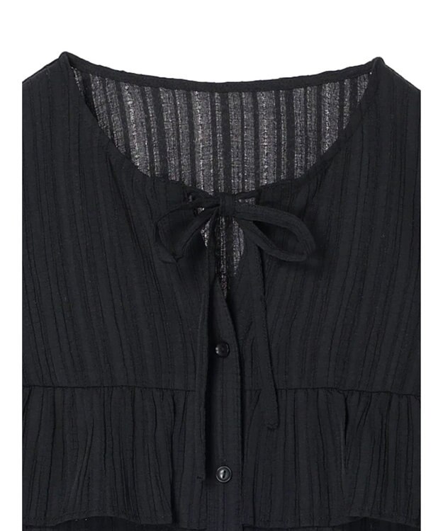 earth music&ecology フリル切替えショートブラウス Black