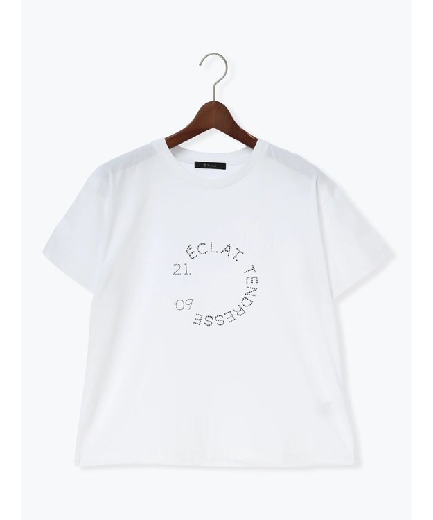 Te chichi ラインストーンサークルロゴTシャツ シルバー