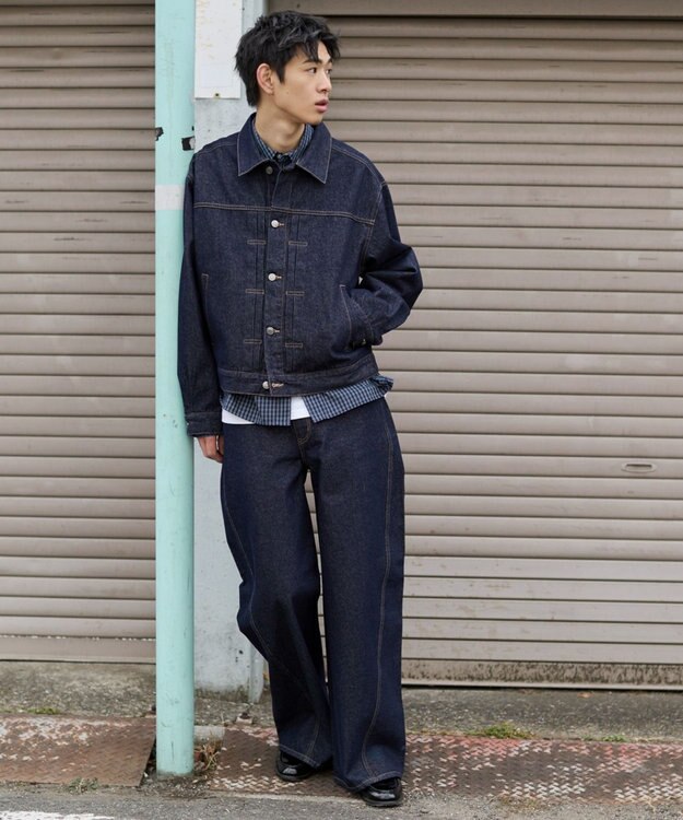 WEGO 【ユニセックス着用ITEM】カバーフィットフラップデニムパンツ デニムインディゴ