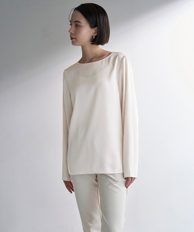 UNFILO サテン レイヤードブラウス エクリュ