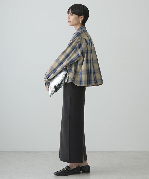 AMERICAN HOLIC イージーケアショート丈チェックシャツ Beige