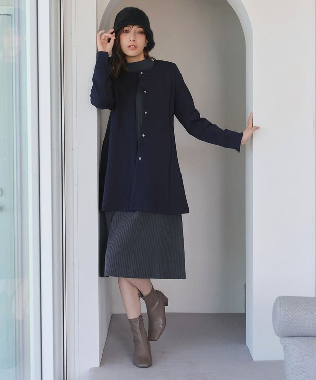 Tiaclasse 【安田美沙子さん着用・新色・XSサイズ追加】リブ切替ニットワンピース チャコールグレー